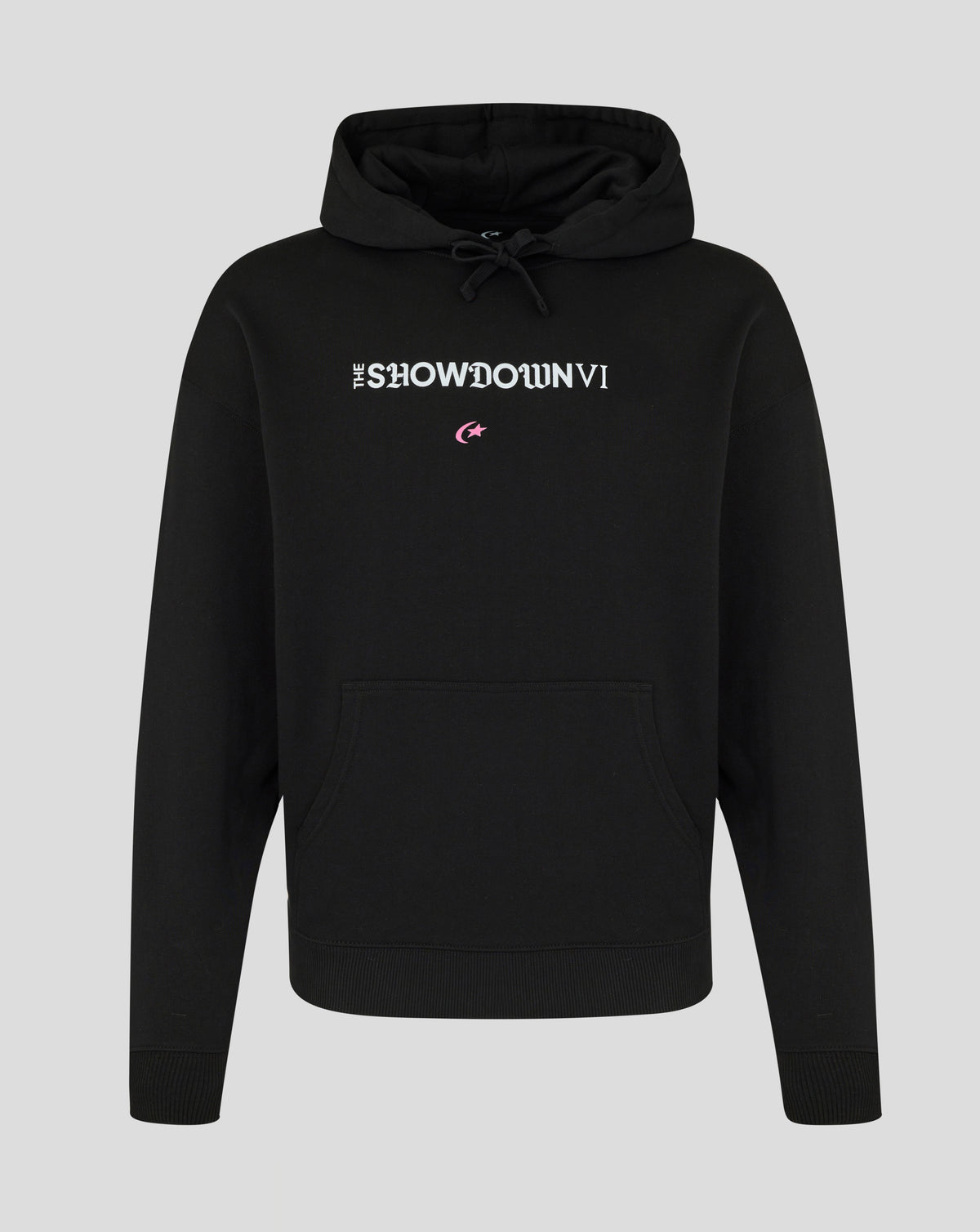 Black hoodie with text on a gray background