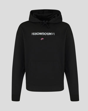 Black hoodie with text on a gray background