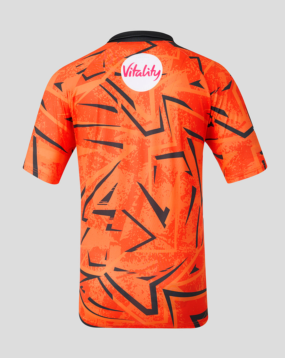 Back view of orange Sunrisers Leeds jersey with Vitality sponsor patch on upper back