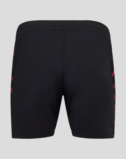 Black Bayer Leverkusen home shorts with crest on left leg and Castore branding on right leg