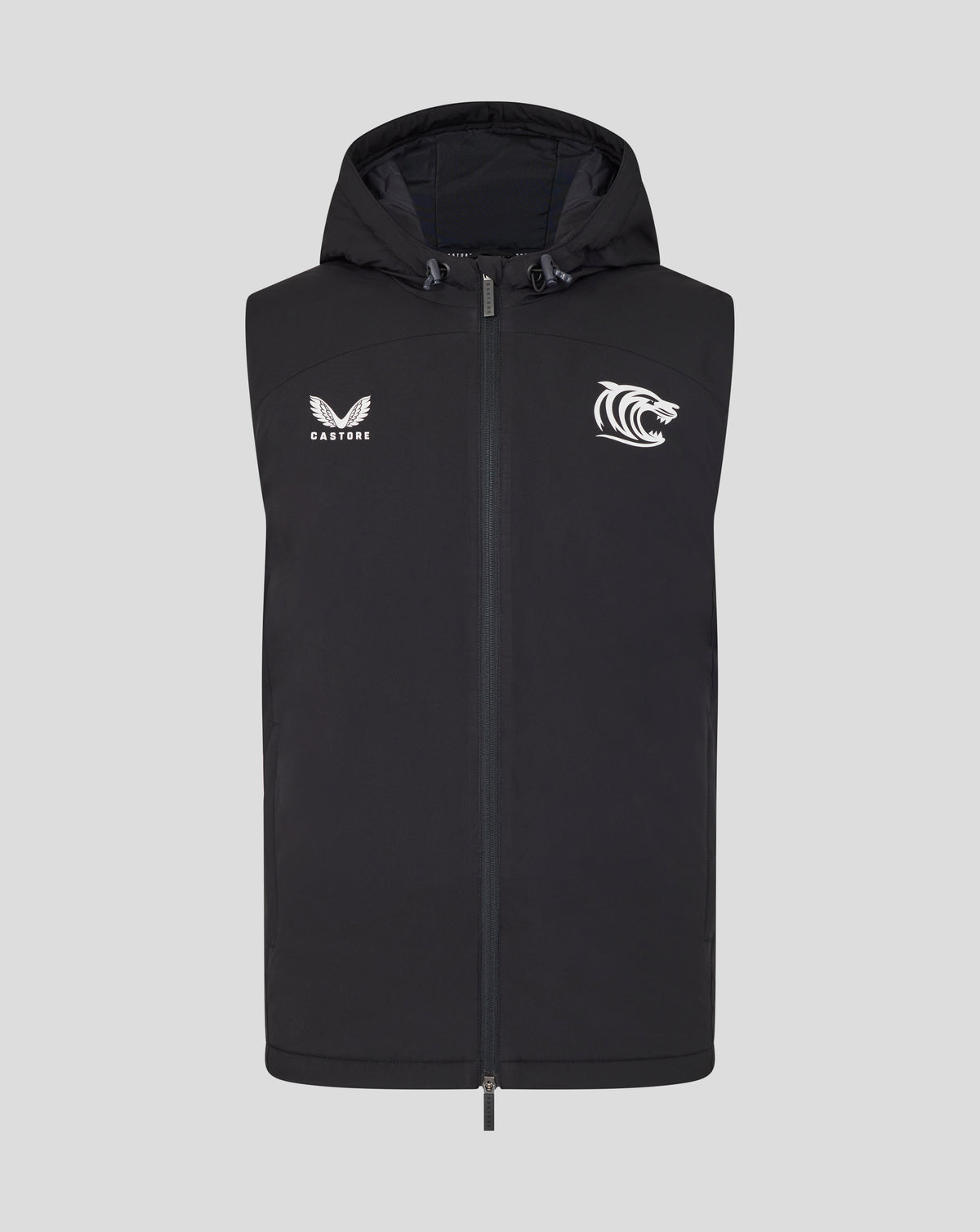 Leicester Tigers Men's 25/26 Training Hooded Gilet - Caviar