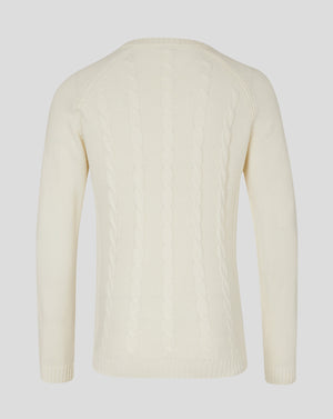 Mens Cricket Knitted Long Sleeve Jumper - Cannoli Cream