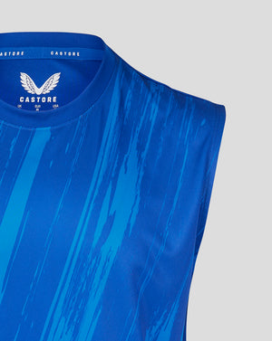 Brushstroke Print Mens Singlet- 5 - Surf The Web / Victoria Blue