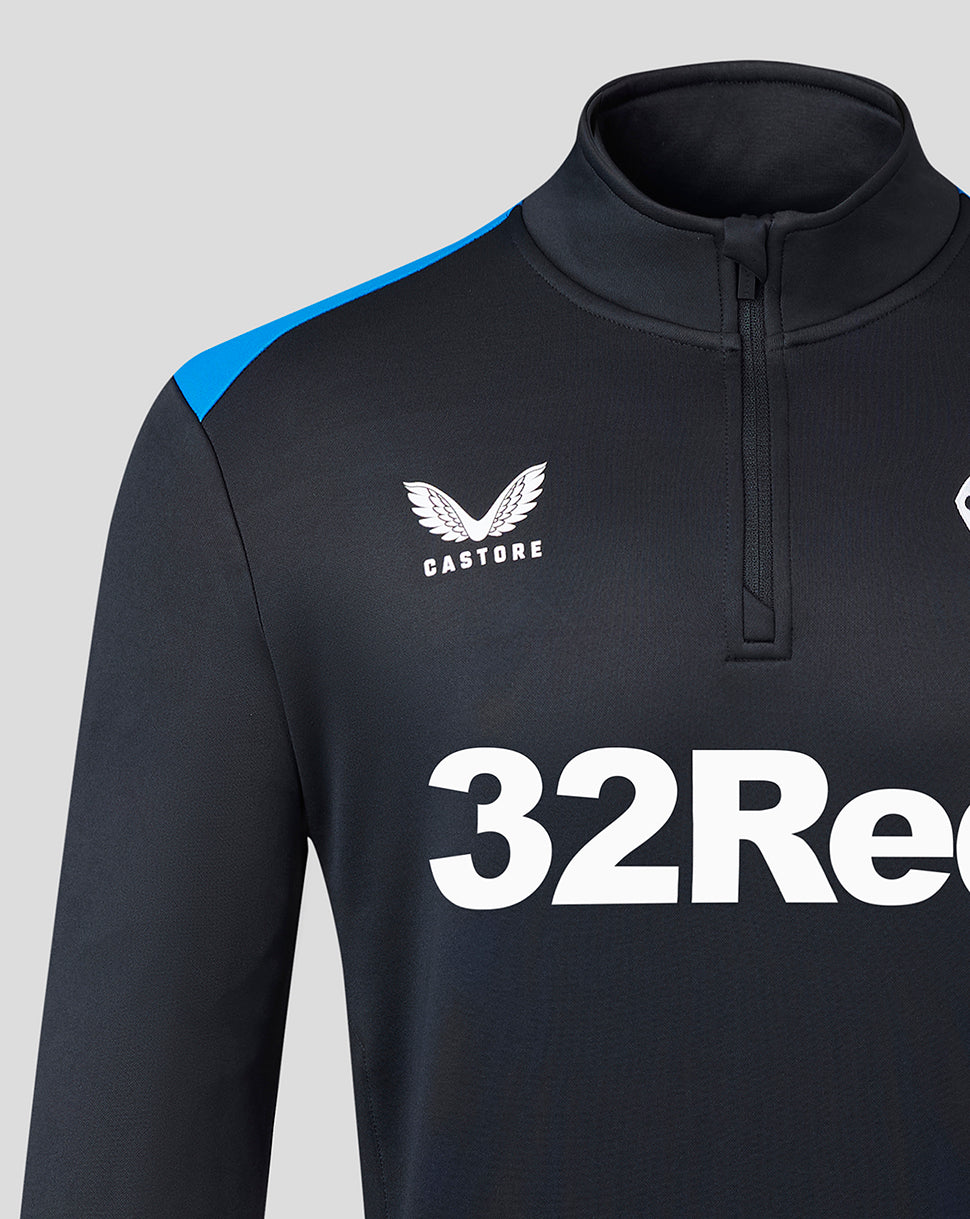 Mens 23/24 Matchday Training Fleece 1/4 Zip Midlayer - Black/Blue - Black/Blue