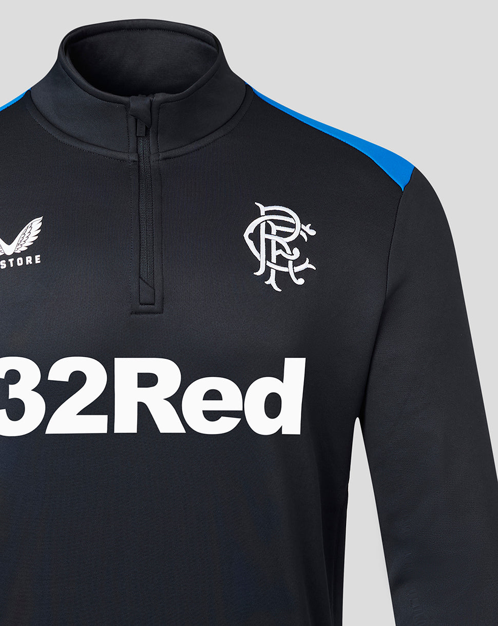 Mens 23/24 Matchday Training Fleece 1/4 Zip Midlayer - Black/Blue - Black/Blue