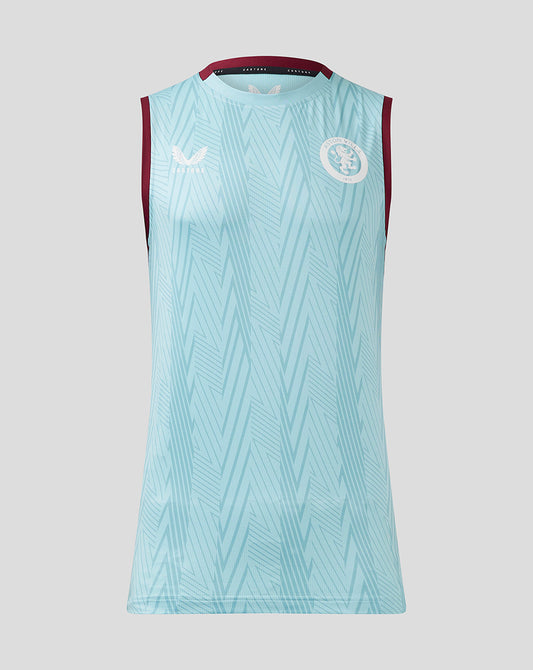 Mens ASTON VILLA FC PLAYERS TRAINING PRE-SEASON VEST - SKY BLUE / RHODODENRON