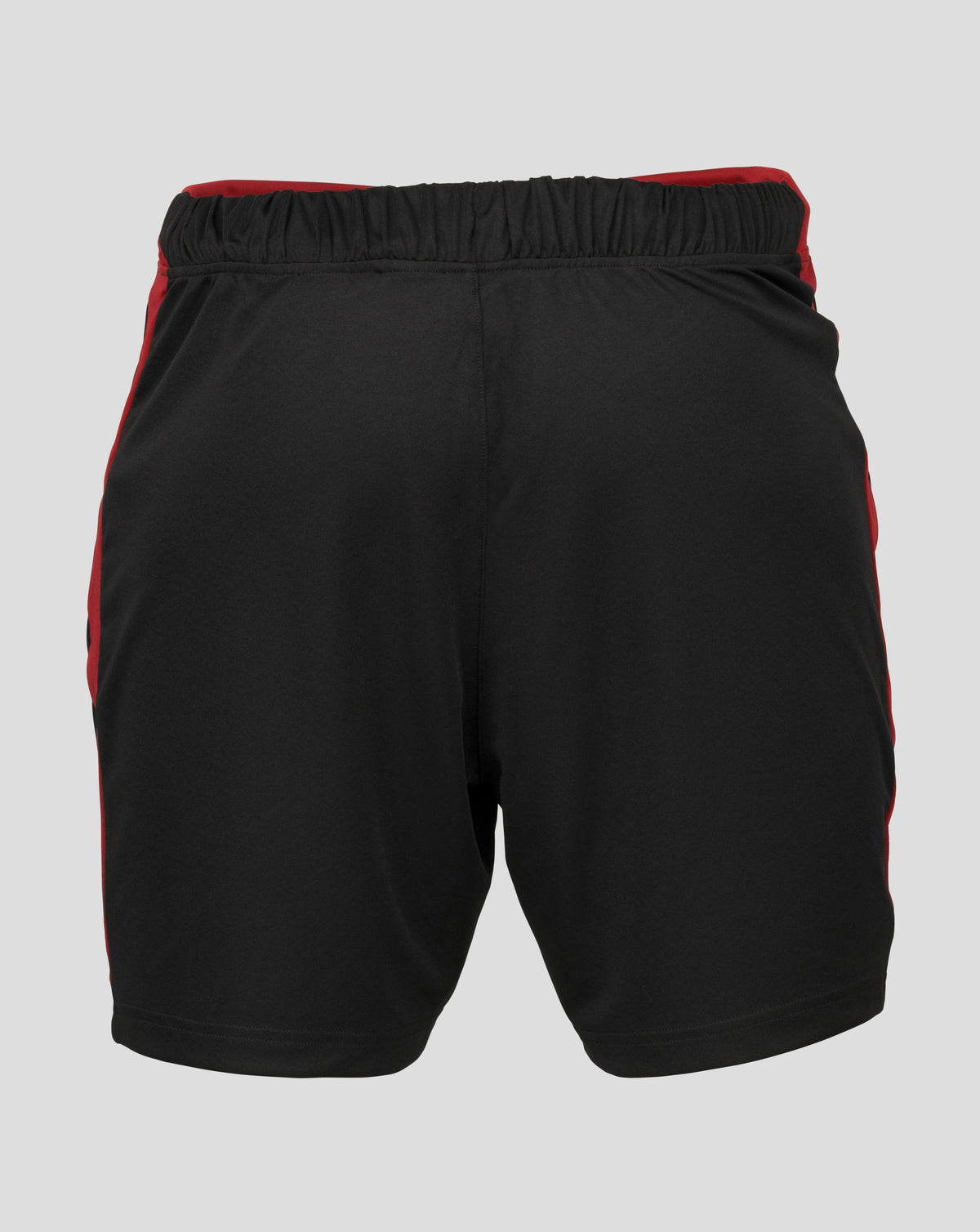 Back view of black FC Utrecht training shorts with red waistband