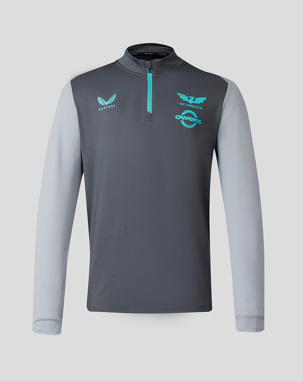 Scarlets Mens 23/24 Quarter Zip Midlayer - Grey