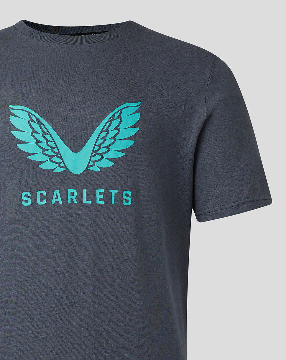 Scarlets Mens 23/24 Cotton Logo T-Shirt - Ebony