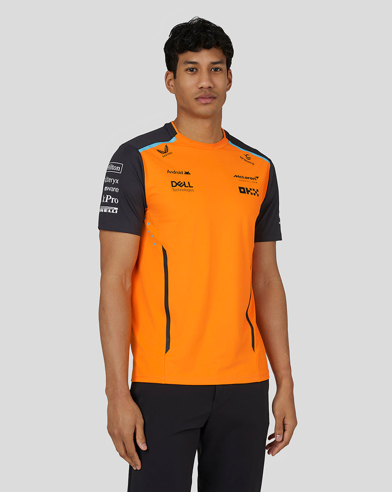 McLaren Mens Official Teamwear Set Up T-Shirt Formula 1 - Papaya/Phantom