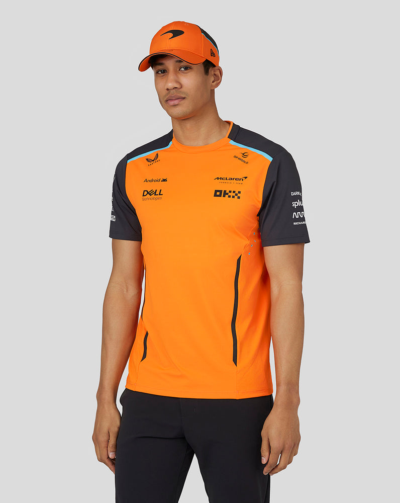 McLaren Mens Official Teamwear Set Up T-Shirt Formula 1 - Papaya/Phantom