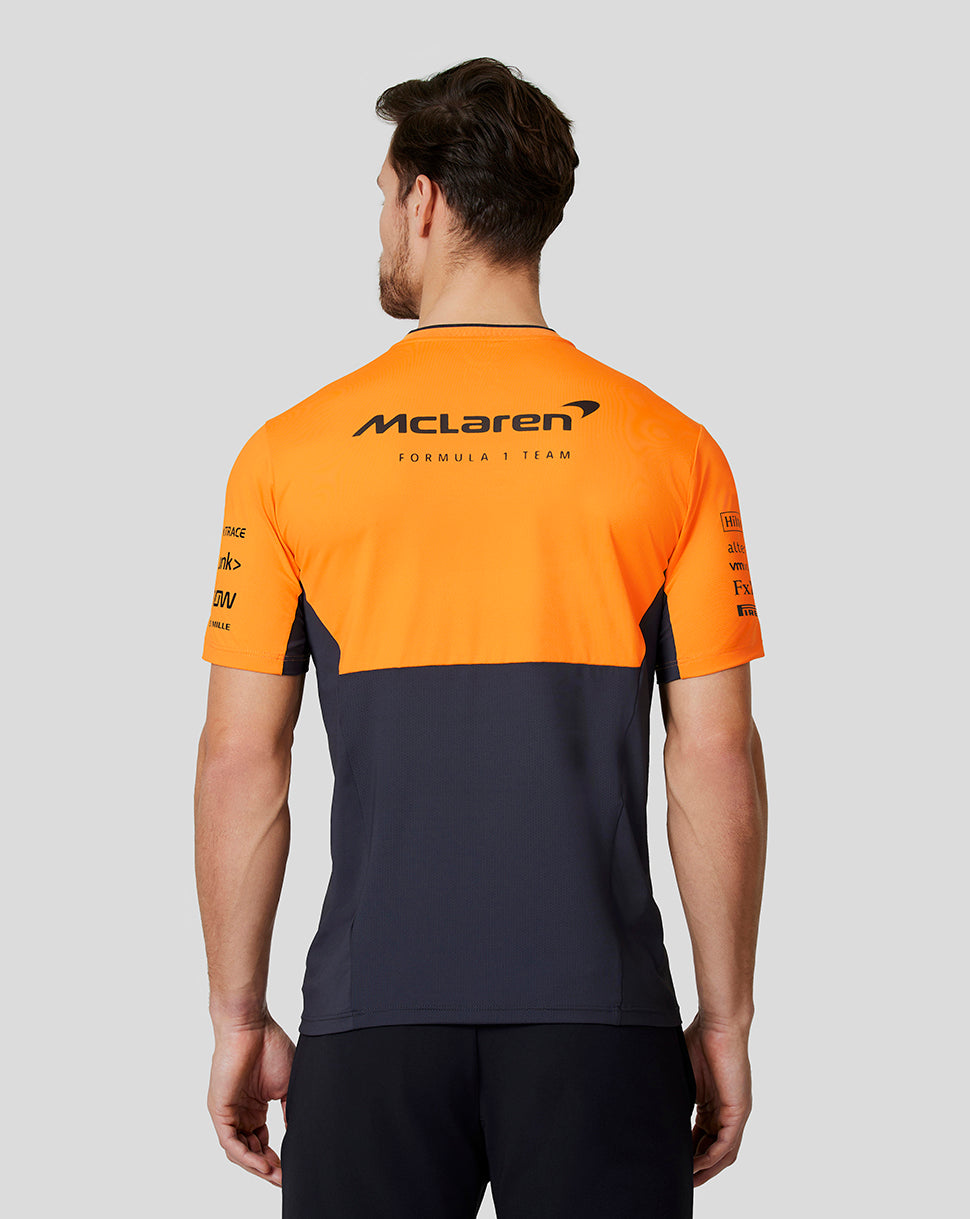 McLaren Mens Official Teamwear Set Up T-Shirt Formula 1- Phantom/Papaya