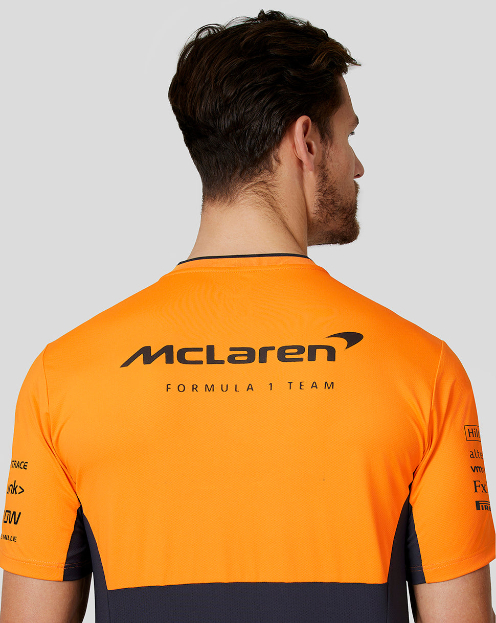 McLaren Mens Official Teamwear Set Up T-Shirt Formula 1- Phantom/Papaya