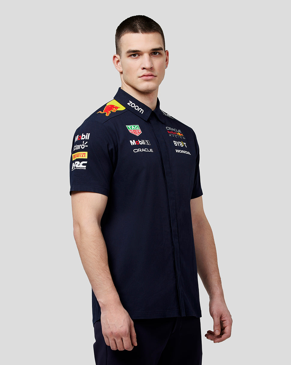 Oracle Red Bull Racing Men's Official Teamline Short Sleeve Buttoned Shirt - Night Sky - Night Sky