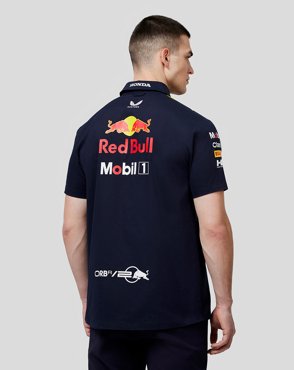 Oracle Red Bull Racing Men's Official Teamline Short Sleeve Buttoned Shirt - Night Sky - Night Sky