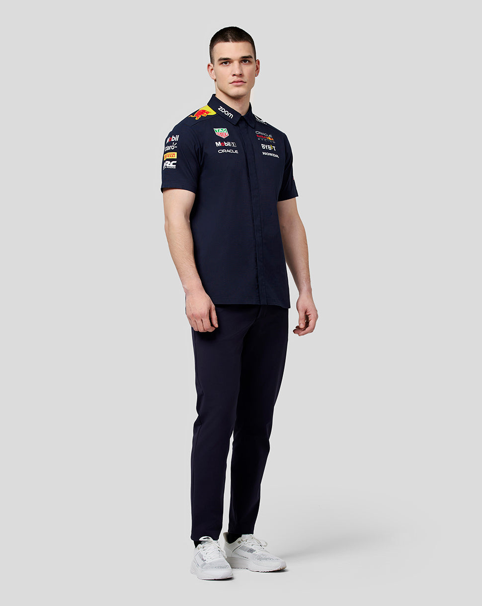 Oracle Red Bull Racing Men's Official Teamline Short Sleeve Buttoned Shirt - Night Sky - Night Sky