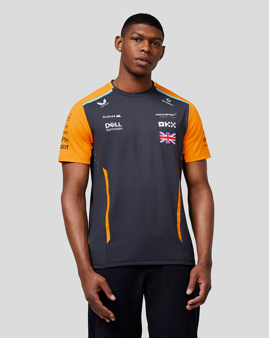 McLaren Mens Official Teamwear Set Up T-Shirt Lando Norris Formula 1 - Phantom/Papaya