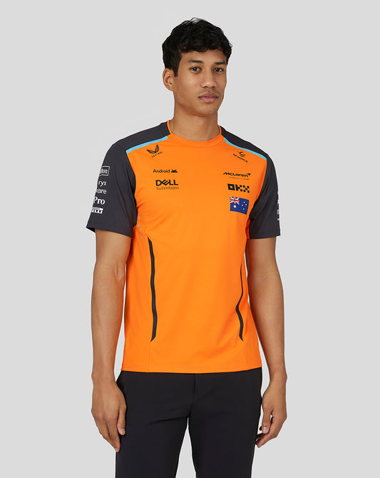 McLaren Mens Official Teamwear Set Up T-Shirt Oscar Piastri Formula 1 - Papaya/Phantom