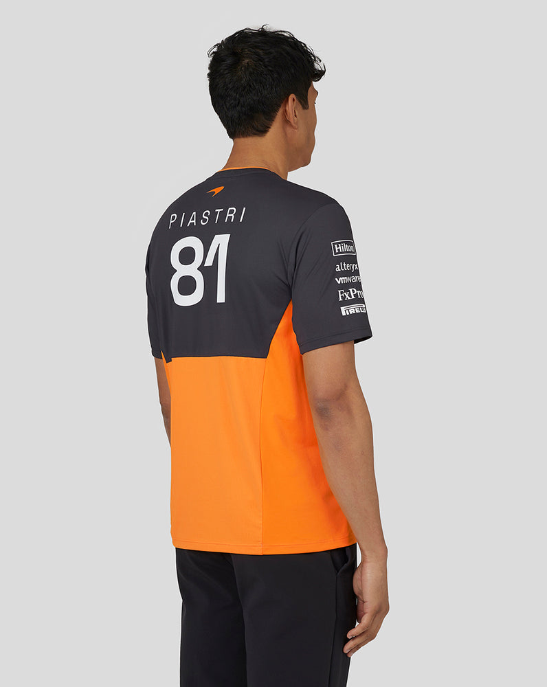 McLaren Mens Official Teamwear Set Up T-Shirt Oscar Piastri Formula 1 - Papaya/Phantom