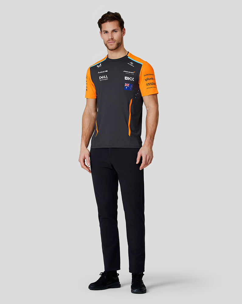 McLaren Mens Official Teamwear Set Up T-Shirt Oscar Piastri Formula 1 - Phantom/Papaya