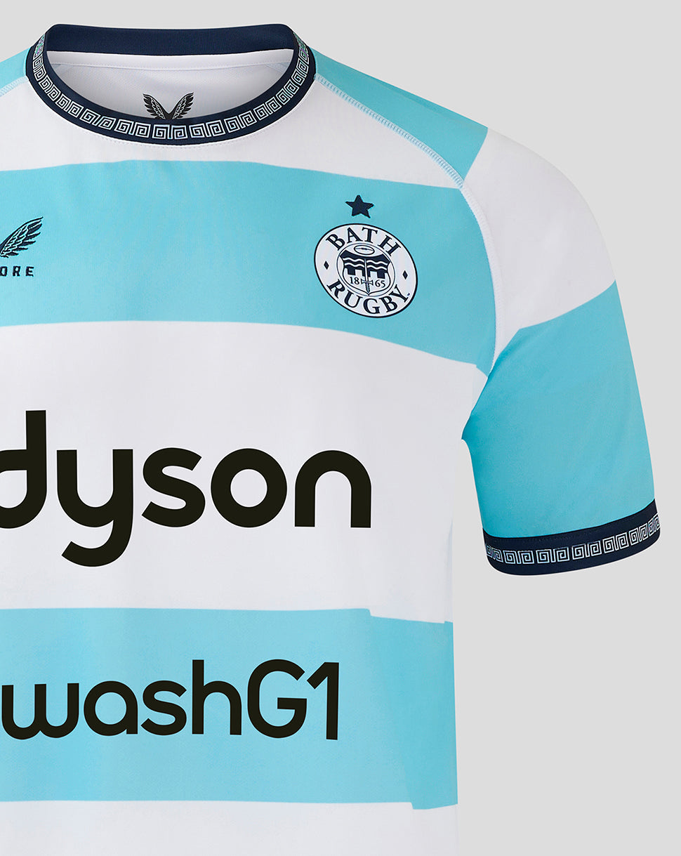 Bath Rugby Men's Euro Shirt 24/25 - Brilliant White/Tropical Breeze