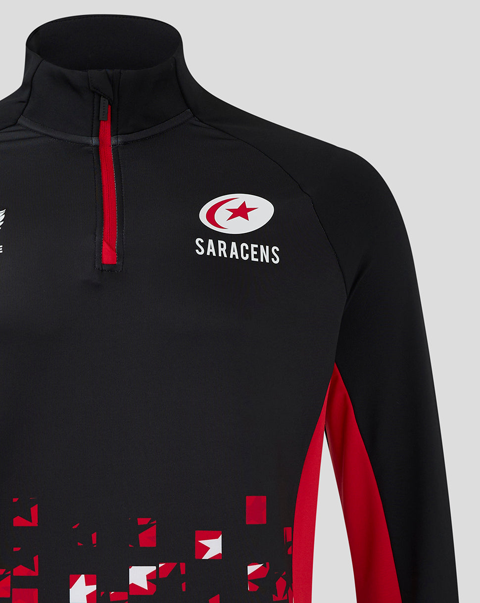 Saracens Men's 24/25 Matchday 1/4 Zip - Black/Red - Black/Red