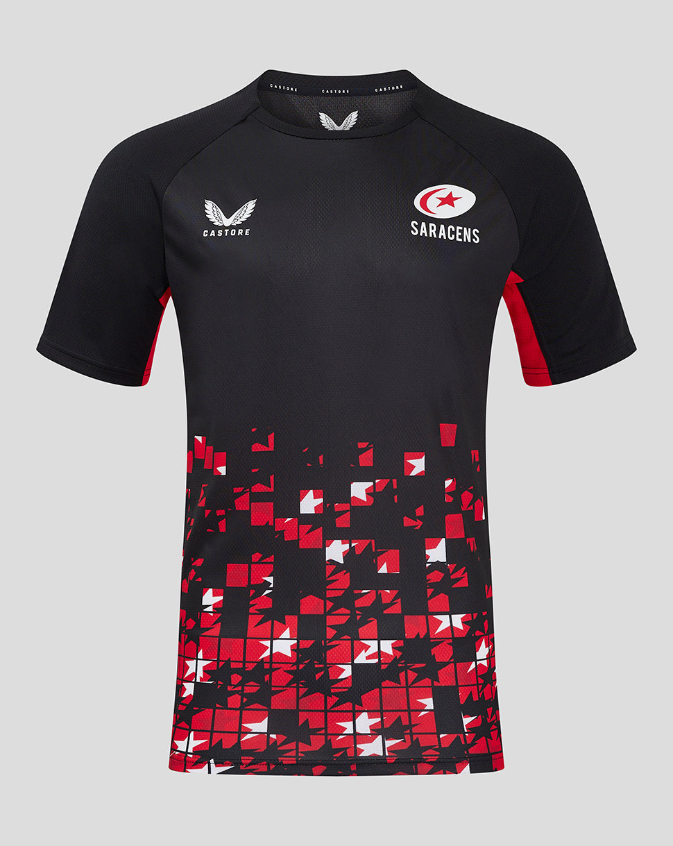 Saracens Men's 24/25 Matchday Short Sleeve Tee - Black/Red - Black/Red