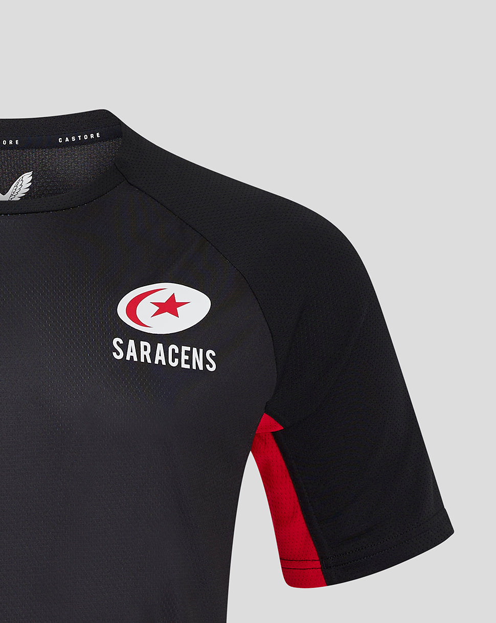 Saracens Men's 24/25 Matchday Short Sleeve Tee - Black/Red - Black/Red