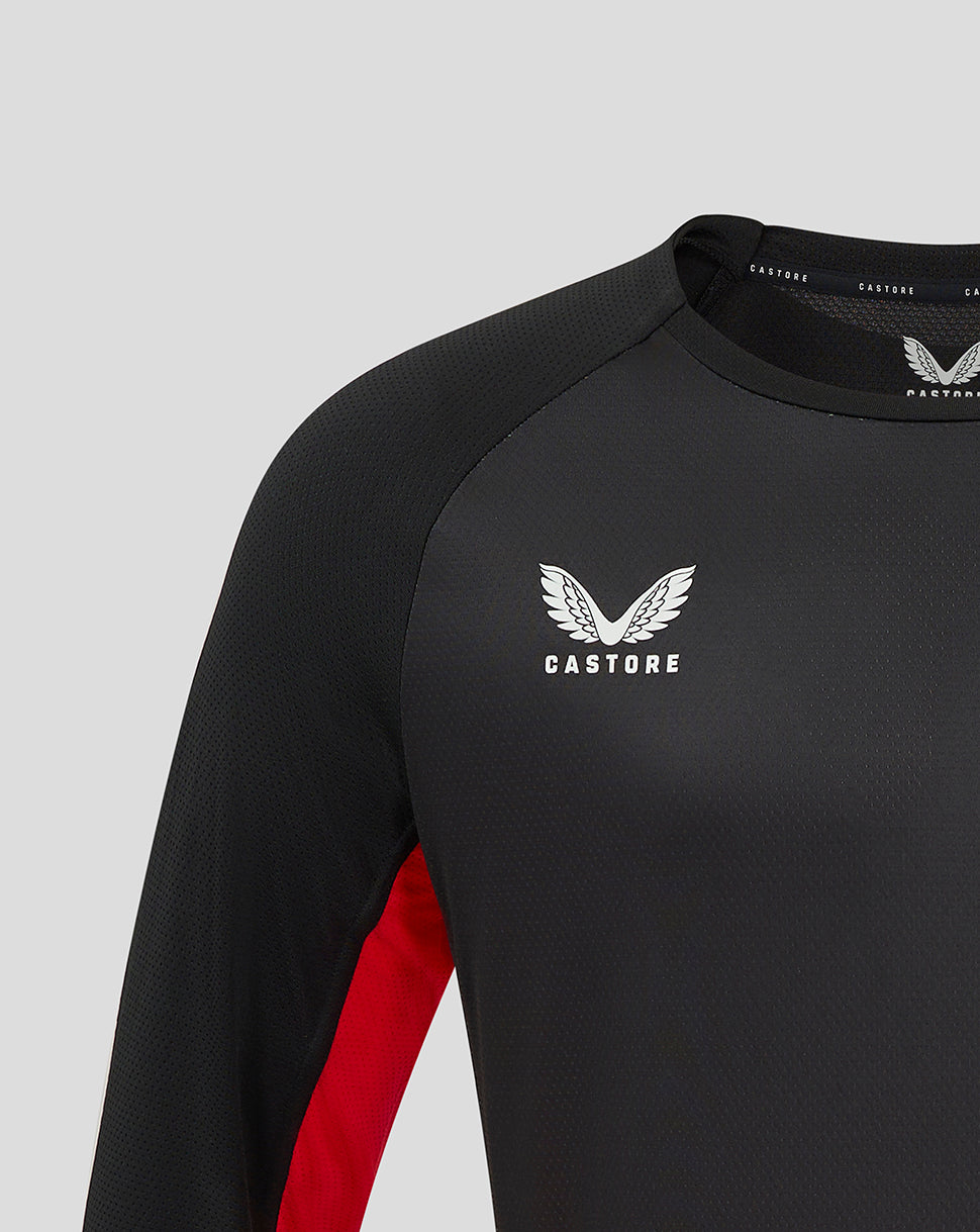 Saracens Men's 24/25 Matchday Long Sleeve Tee - Black/Red - Black/Red