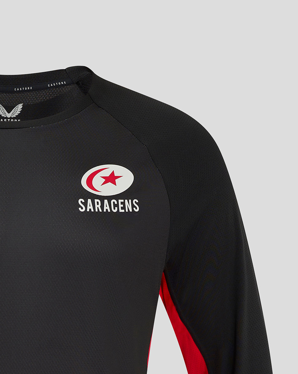 Saracens Men's 24/25 Matchday Long Sleeve Tee - Black/Red - Black/Red