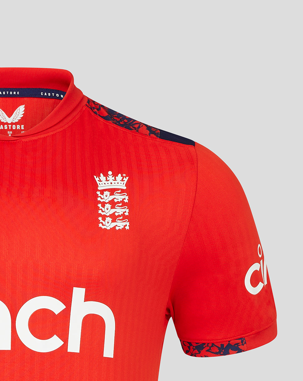 England Cricket Men's 24/25 T20 Short Sleeve Shirt - Red