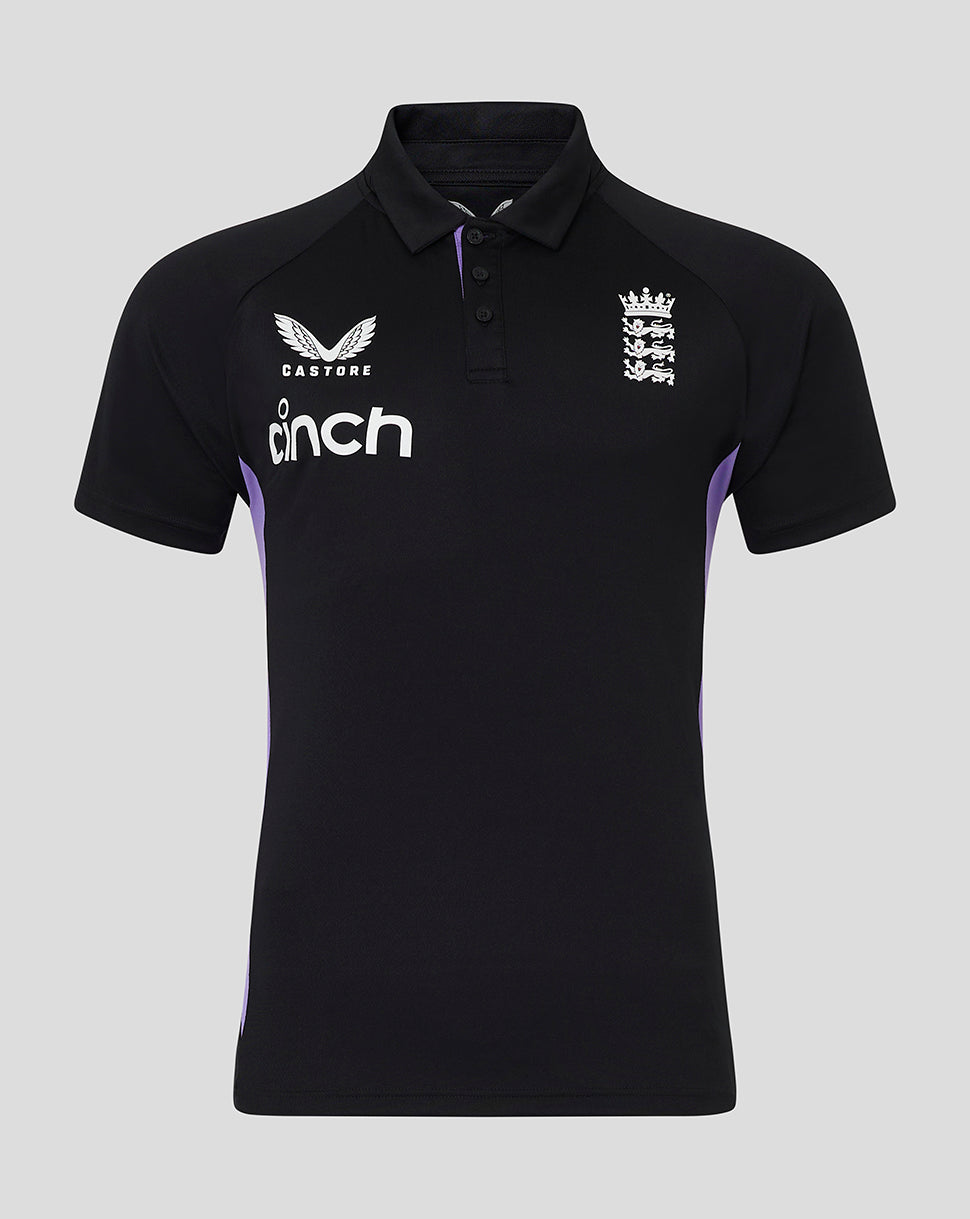 England Cricket Men's 24/25 Presentation Polo - Black/Purple