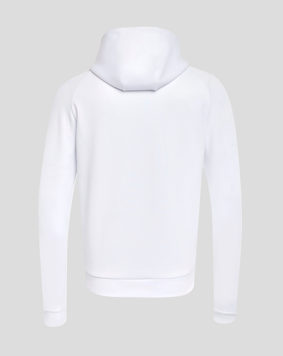 Back view of Rangers 24/25 Pro Players Scuba Lock Up Logo hoodie in white with the hood up