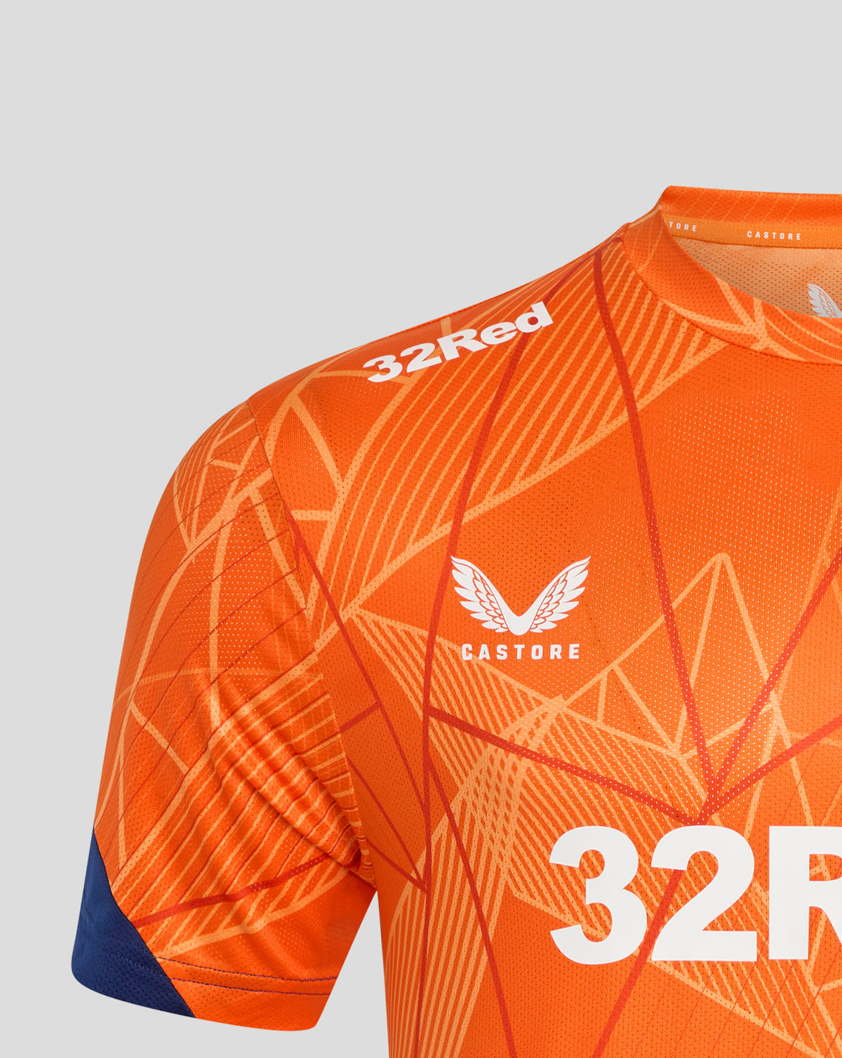Rangers 24/25 Men's League Matchday T-Shirt - Vibrant Orange/Blue Depths