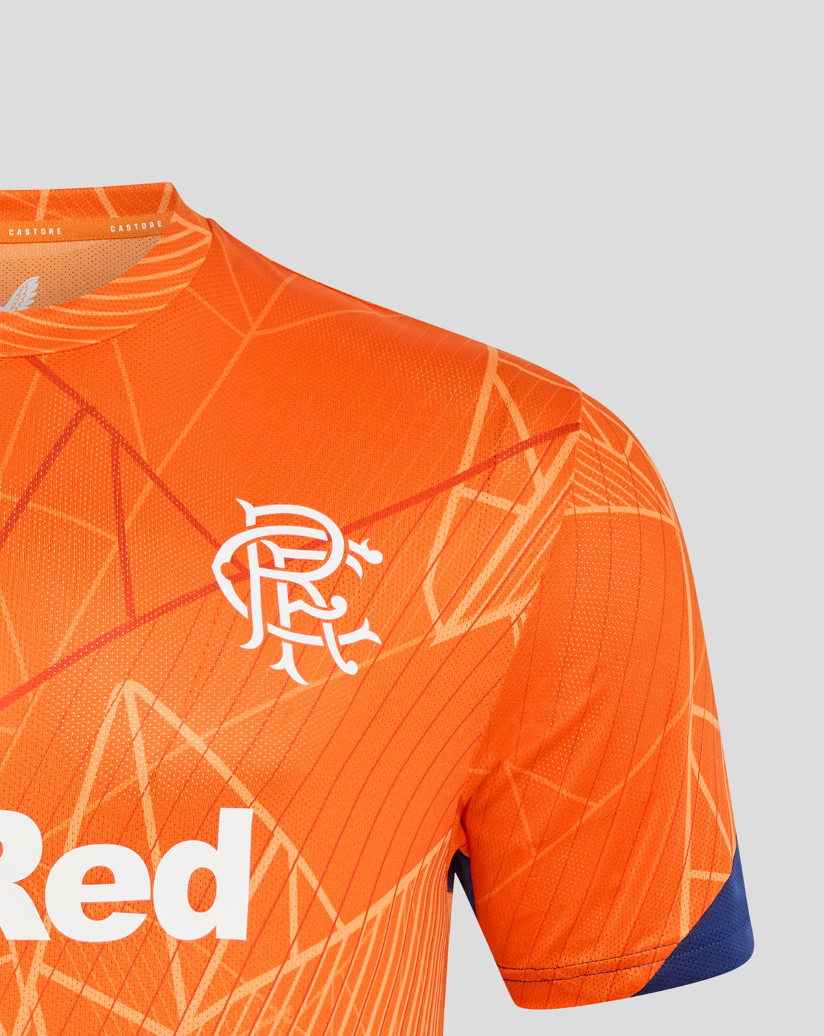 Rangers 24/25 Men's League Matchday T-Shirt - Vibrant Orange/Blue Depths