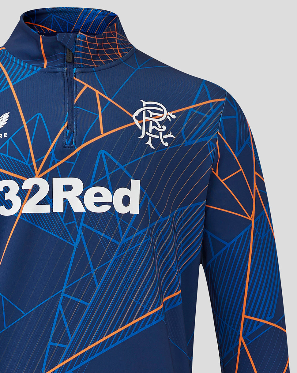 Rangers Men's 24/25 League Matchday 1/4 Zip Midlayer - Blue Depths/Lapis Blue/Vibrant Orange