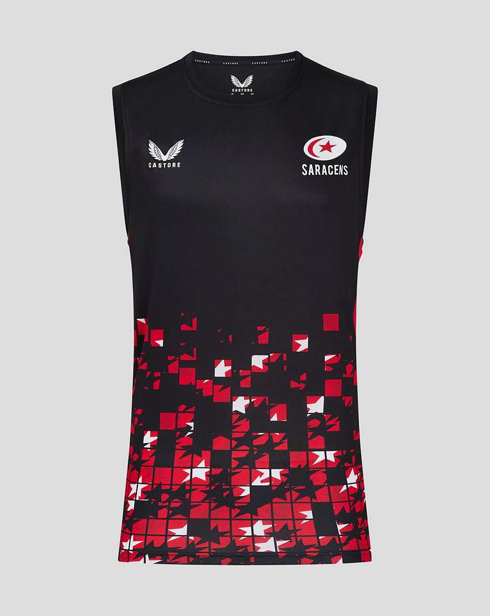 Saracens Men's 24/25 Matchday Vest - Black/Red - Black/Red