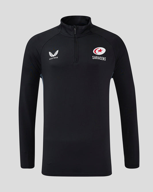 Saracens Men's 24/25 Training 1/4 Zip - Black