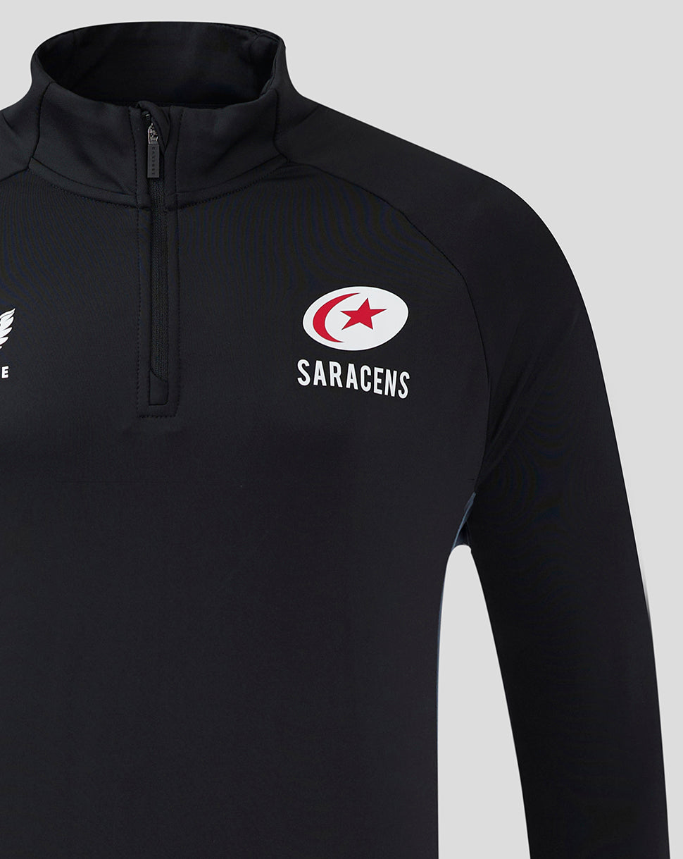 Saracens Men's 24/25 Training 1/4 Zip - Black - Black/Grey