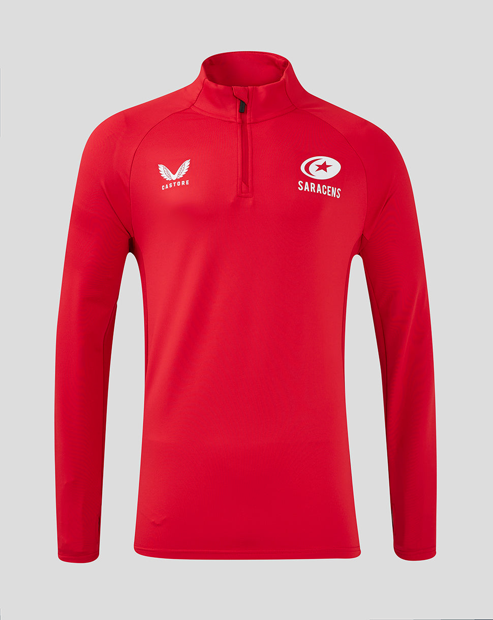 Saracens Men's 24/25 Training 1/4 Zip - Red - Red