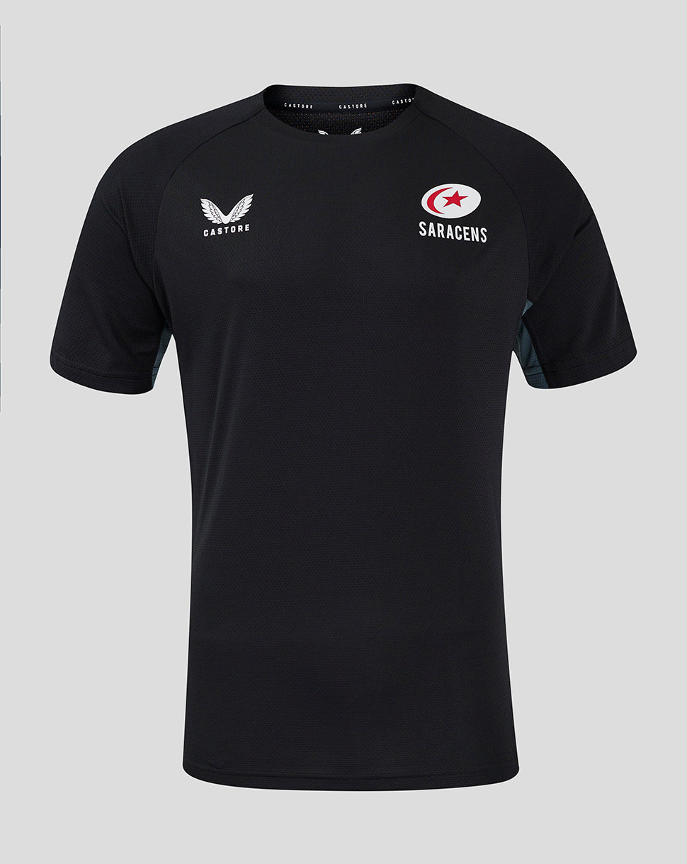 Saracens Men's 24/25 Training Short Sleeve Tee - Black - Black/Grey