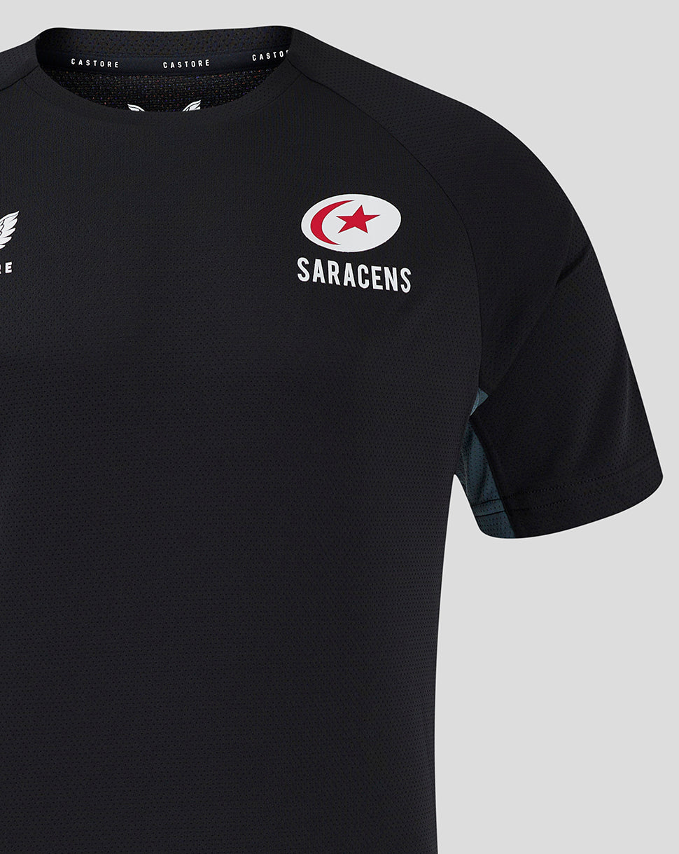 Saracens Men's 24/25 Training Short Sleeve Tee - Black - Black/Grey