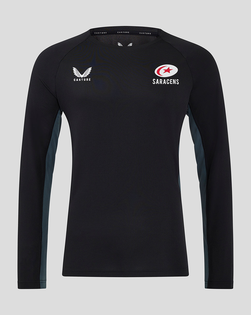Saracens Men's 24/25 Training Long Sleeve Tee - Black - Black/Grey