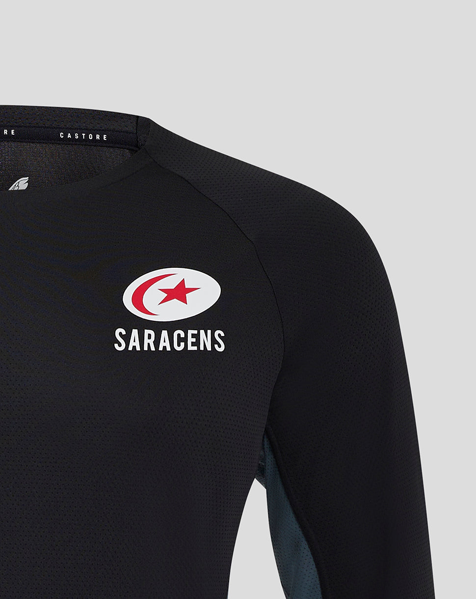 Saracens Men's 24/25 Training Long Sleeve Tee - Black - Black/Grey