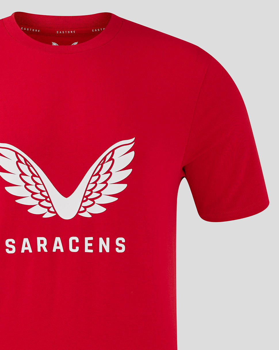 Saracens Men's 24/25 Training Logo Tee - Red - Red