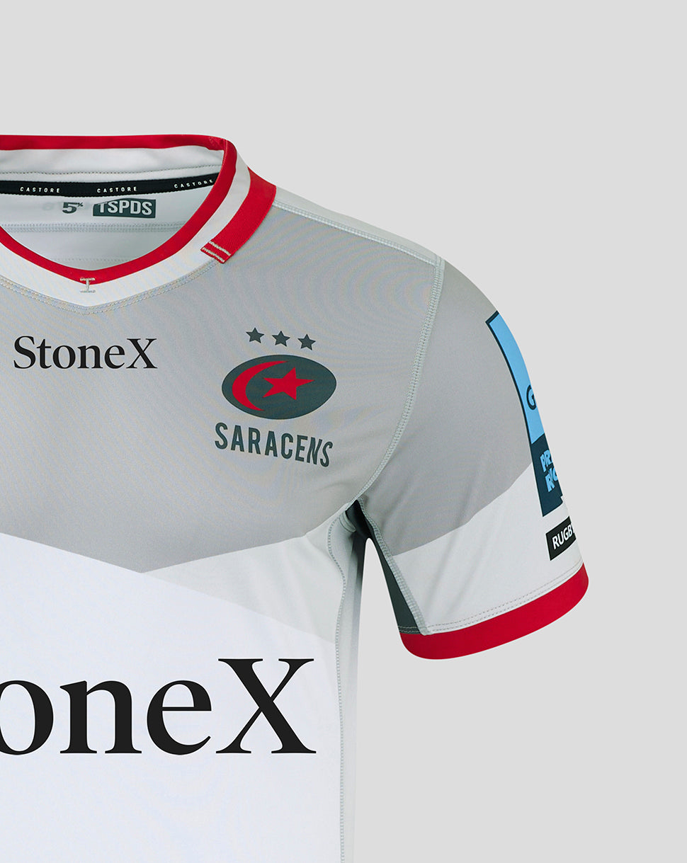Saracens Men's Pro Away Shirt 24/25 - Grey/Red