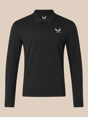 Men's Long Sleeve Cotton Polo - Black