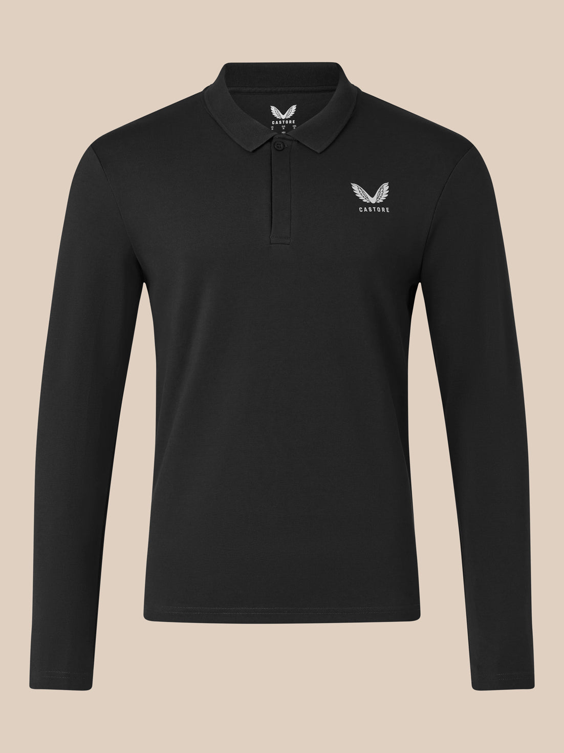 Men's Long Sleeve Cotton Polo - Black - Black