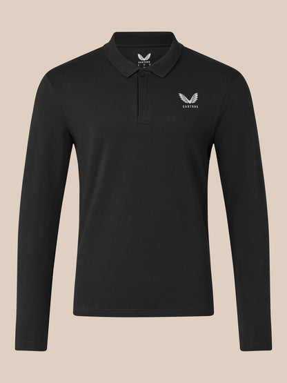 Men's Long Sleeve Cotton Polo - Black