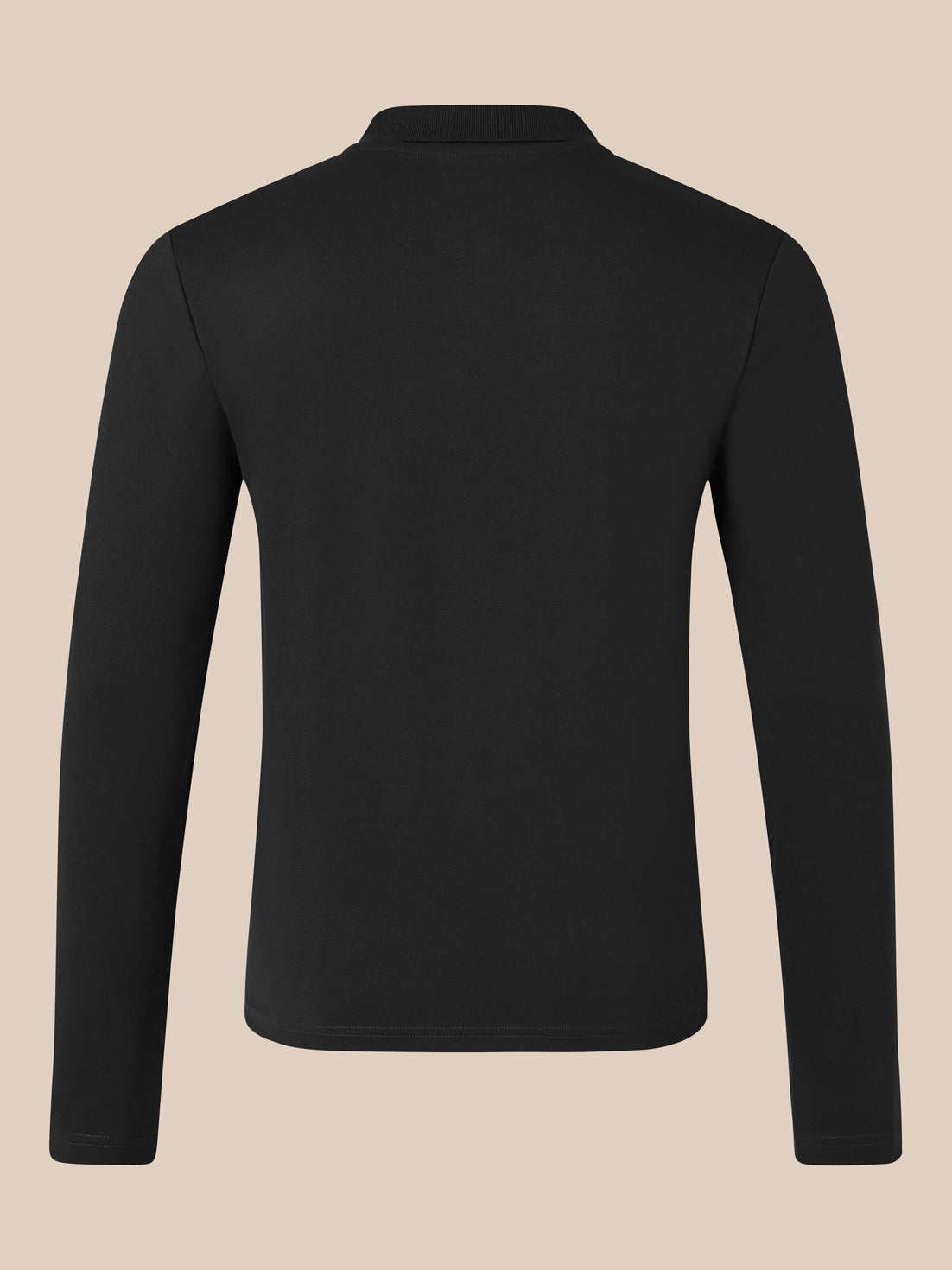 Men's Long Sleeve Cotton Polo - Black